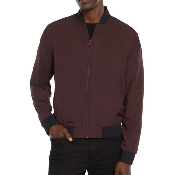 Express Men's Lightweight Bomber Jacket Maroon Full Zip Size XXL - 2XL - NWT$148 - Picture 1 of 16